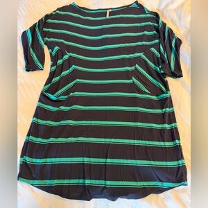 Michael Stars Navy Blue and Teal Striped Dress